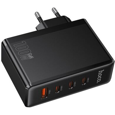 Мережевий зарядний пристрій Hoco N85 GaN 100W (3Type-C + USB) - Black