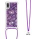 Силіконова накладка Deexe Liquid Glitter with Strap для Samsung Galaxy A02 (A022) - Dark Purple Hearts