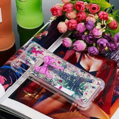 Силиконовая (TPU) накладка Deexe Fashion Glitter для Samsung Galaxy A10s (A107) - Eiffel Tower with Bowknot
