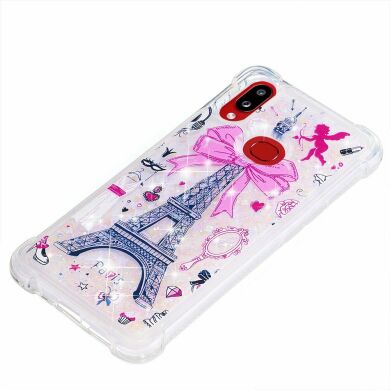 Силиконовая (TPU) накладка Deexe Fashion Glitter для Samsung Galaxy A10s (A107) - Eiffel Tower with Bowknot