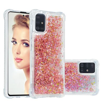 Силіконовий (TPU) чохол Deexe Liquid Glitter для Samsung Galaxy A51 (А515) - Red