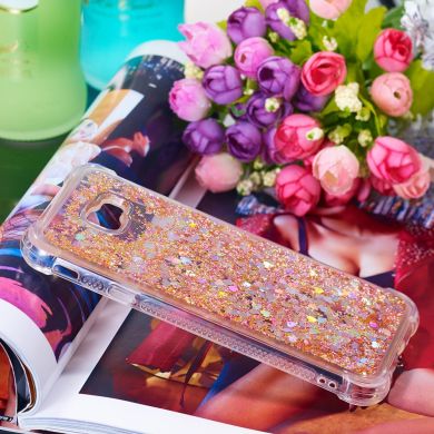 Силіконовий (TPU) чохол Deexe Liquid Glitter для Samsung Galaxy J4+ (J415), Gold