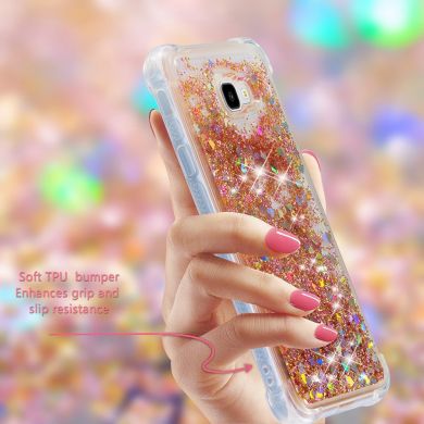 Силіконовий (TPU) чохол Deexe Liquid Glitter для Samsung Galaxy J4+ (J415), Gold
