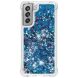 Силиконовый (TPU) чехол Deexe Liquid Glitter для Samsung Galaxy S21 FE (G990) - Blue Hearts. Фото 3 из 7