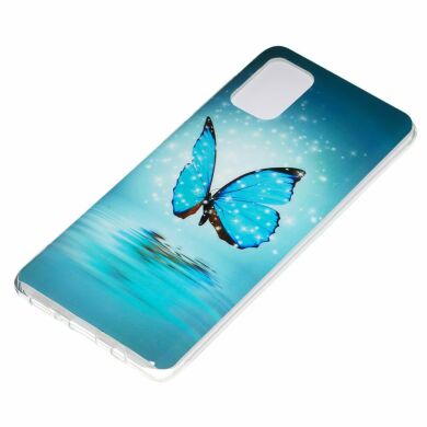 Силиконовый (TPU) чехол Deexe LumiCase для Samsung Galaxy A71 (A715) - Blue Butterfly