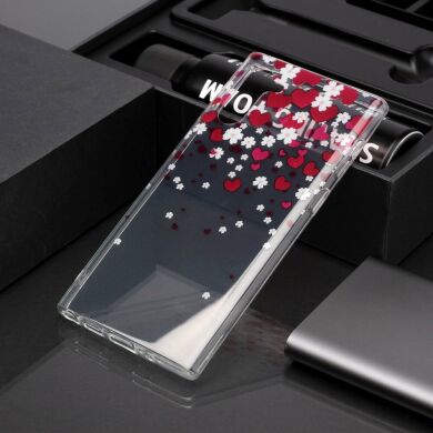 Силиконовый (TPU) чехол Deexe Pretty Glossy для Samsung Galaxy Note 10 (N970) - Hearts and Flowers