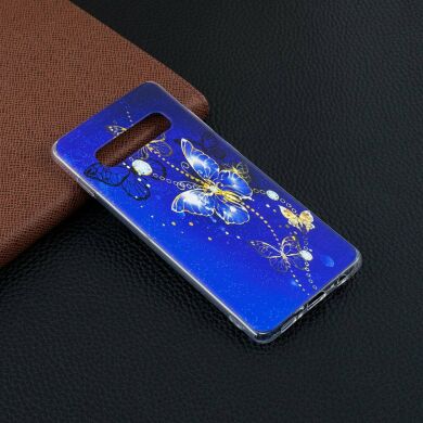 Силиконовый (TPU) чехол Deexe Pretty Glossy для Samsung Galaxy S10 Plus (G975) - Blue Butterfly