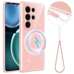 Защитный чехол Deexe Glitter Case with MagSafe для Samsung Galaxy S25 Ultra (S938) - Pink