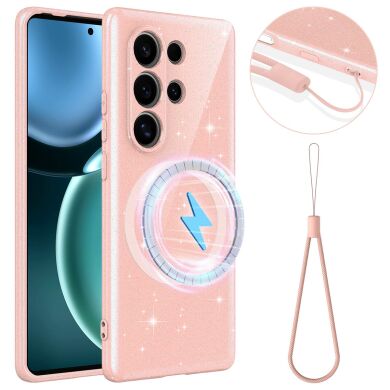 Защитный чехол Deexe Glitter Case with MagSafe для Samsung Galaxy S25 Ultra (S938) - Pink