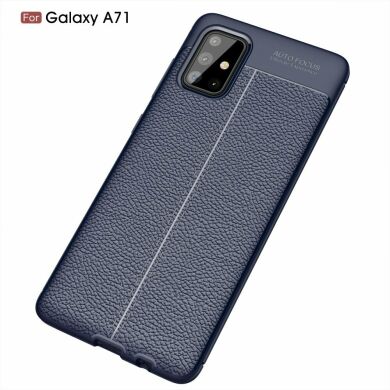 Защитный чехол Deexe Leather Cover для Samsung Galaxy A71 - Dark Blue