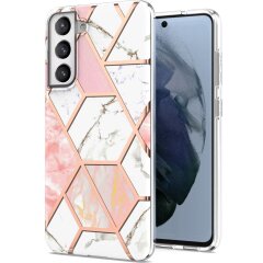 Защитный чехол Deexe Marble Pattern для Samsung Galaxy S21 FE (G990) - White / Pink