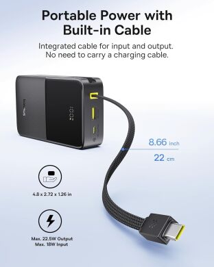 Зовнішній акумулятор Baseus EnerFill FC51 Bipow2 Pro 22.5W (20000mAh) + кабель Type-C (E0027701) - Black