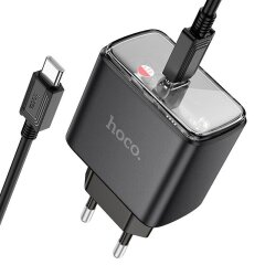 Мережевий зарядний пристрій Hoco CS41A 35W + кабель Type-C to Type-C - Black