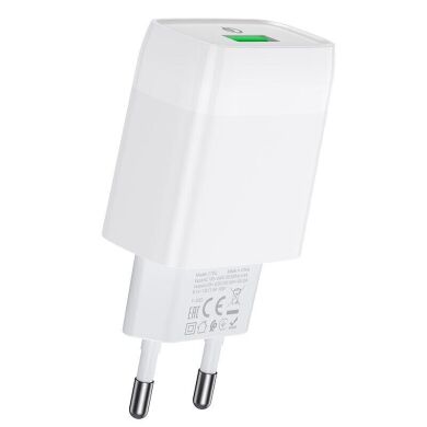 Мережевий зарядний пристрій Hoco C72Q Glorious QC3.0 18W (1USB, 3A) - White
