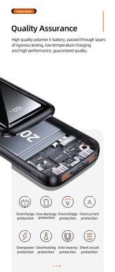 Зовнішній акумулятор Usams US-CD177 PB58 Dual QC + PD Digital Display 22.5W (20000mAh) - Black