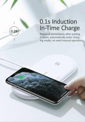 Беспроводное зарядное устройство USAMS US-CD120 2 in 1 Magnetic Wireless Charger (10W) - White