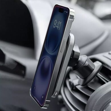 Автомобільний тримач з бездротовою зарядкою Proove Square Magnetic Pro 15W - Gray