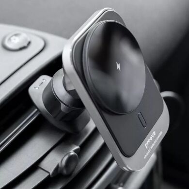Автомобільний тримач з бездротовою зарядкою Proove Square Magnetic Pro 15W - Gray