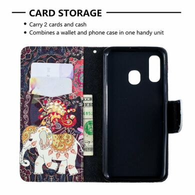 Чохол-книжка Deexe Color Wallet для Samsung Galaxy A40 (А405) - Elephant and Peacock