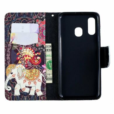 Чохол-книжка Deexe Color Wallet для Samsung Galaxy A40 (А405) - Elephant and Peacock