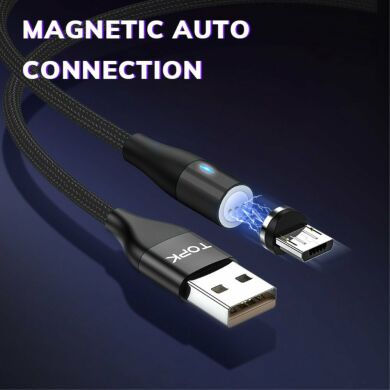 Дата-кабель TOPK AM60 Fast Charging Magnetic MicroUSB (2.4A) - Red