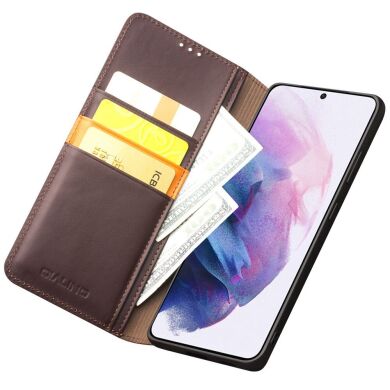 Кожаный чехол QIALINO Wallet Case для Samsung Galaxy S21 (G991) - Brown