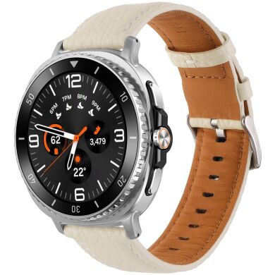 Кожаный ремешок Deexe Classic для Samsung Galaxy Watch 8 (40/44mm) / 8 Classic - Beige