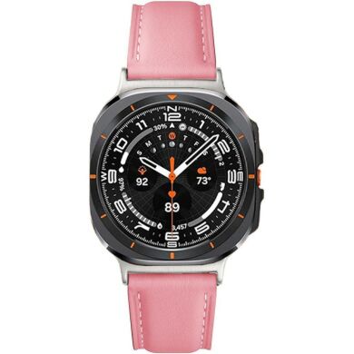 Кожаный ремешок Deexe Genuine Leather для Samsung Galaxy Watch Ultra (47mm) / Ultra (2025) - Deep Pink