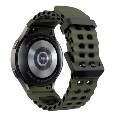 Ремешок KALEBOL Ocean Strap для Samsung Galaxy Watch 4 / 4 Classic / 5 / 5 Pro / 6 / 6 Classic / 7 / FE - Army Green / Black