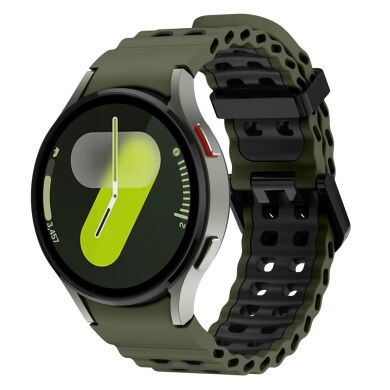 Ремешок KALEBOL Ocean Strap для Samsung Galaxy Watch 4 / 4 Classic / 5 / 5 Pro / 6 / 6 Classic / 7 / FE - Army Green / Black