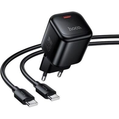 Мережевий зарядний пристрій Hoco N84 PD45W + кабель Type-C to Type-C - Black