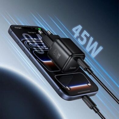 Мережевий зарядний пристрій Hoco N84 PD45W + кабель Type-C to Type-C - Black