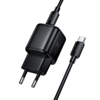 Мережевий зарядний пристрій Hoco N84 PD45W + кабель Type-C to Type-C - Black