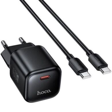 Мережевий зарядний пристрій Hoco N84 PD45W + кабель Type-C to Type-C - Black