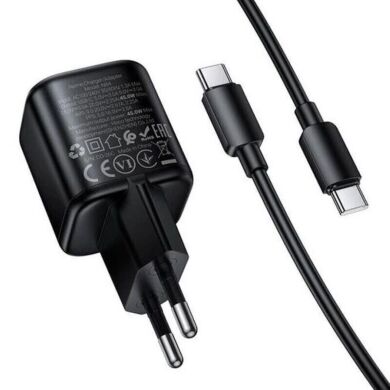 Мережевий зарядний пристрій Hoco N84 PD45W + кабель Type-C to Type-C - Black