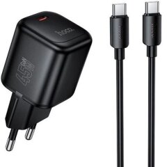 Сетевое зарядное устройство Hoco N84 PD45W + кабель Type-C to Type-C - Black