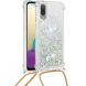 Силиконовая накладка Deexe Liquid Glitter with Strap для Samsung Galaxy A02 (A022) - Silver Hearts. Фото 1 из 6