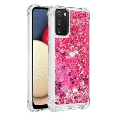 Силиконовый (TPU) чехол Deexe Liquid Glitter для Samsung Galaxy A02s (A025) - Rose