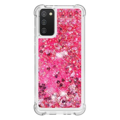 Силиконовый (TPU) чехол Deexe Liquid Glitter для Samsung Galaxy A02s (A025) - Rose