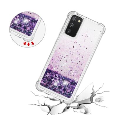 Силиконовый (TPU) чехол Deexe Liquid Glitter для Samsung Galaxy A02s (A025) - Purple