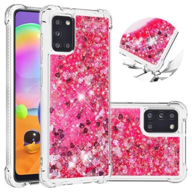 Силіконовий (TPU) чохол Deexe Liquid Glitter для Samsung Galaxy A31 (A315) - Red