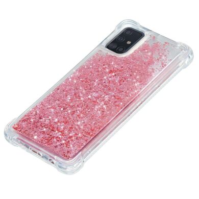Силиконовый (TPU) чехол Deexe Liquid Glitter для Samsung Galaxy A51 (А515) - Pink