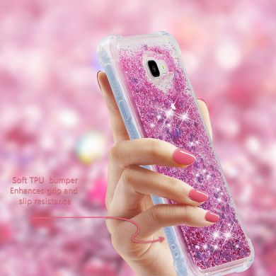 Силиконовый (TPU) чехол Deexe Liquid Glitter для Samsung Galaxy J4+ (J415) - Magenta