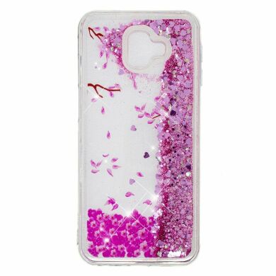 Силіконовий (TPU) чохол Deexe Liquid Glitter для Samsung Galaxy J6+ (J610) Falling Flower