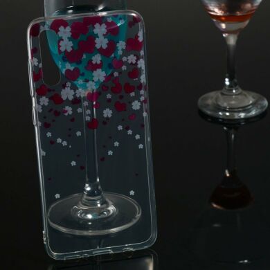 Силиконовый (TPU) чехол Deexe Pretty Glossy для Samsung Galaxy A70 (A705) - Hearts and Flowers