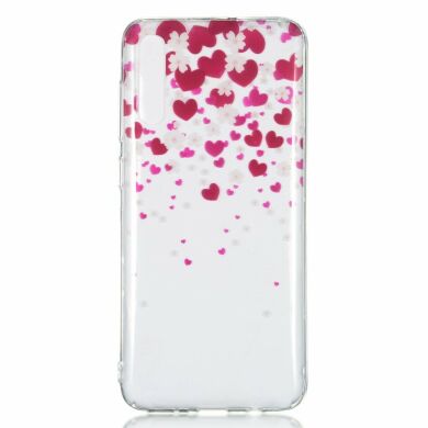 Силиконовый (TPU) чехол Deexe Pretty Glossy для Samsung Galaxy A70 (A705) - Hearts and Flowers
