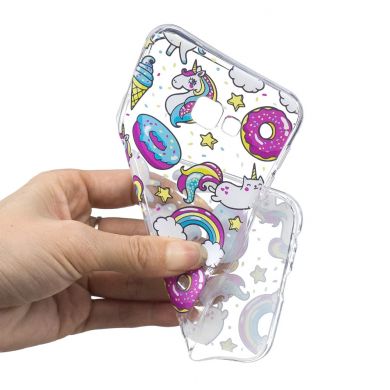 Силіконовий (TPU) чохол Deexe Pretty Glossy для Samsung Galaxy J4+ (J415), Doughnuts and Unicorns