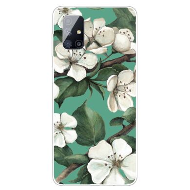 Силіконовий (TPU) чохол Deexe Pretty Glossy для Samsung Galaxy M51 (M515) - White Flower