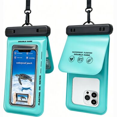 Влагозащитный чехол Deexe Aqua Shield для смартфонов диагональю до 7.5 дюймов - Cyan
