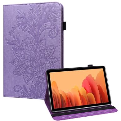 Защитный чехол Deexe Flower Print для Samsung Galaxy Tab A7 10.4 (2020) - Purple